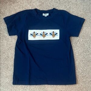 Boys Navy Blue Smocked Turkey T-Shirt